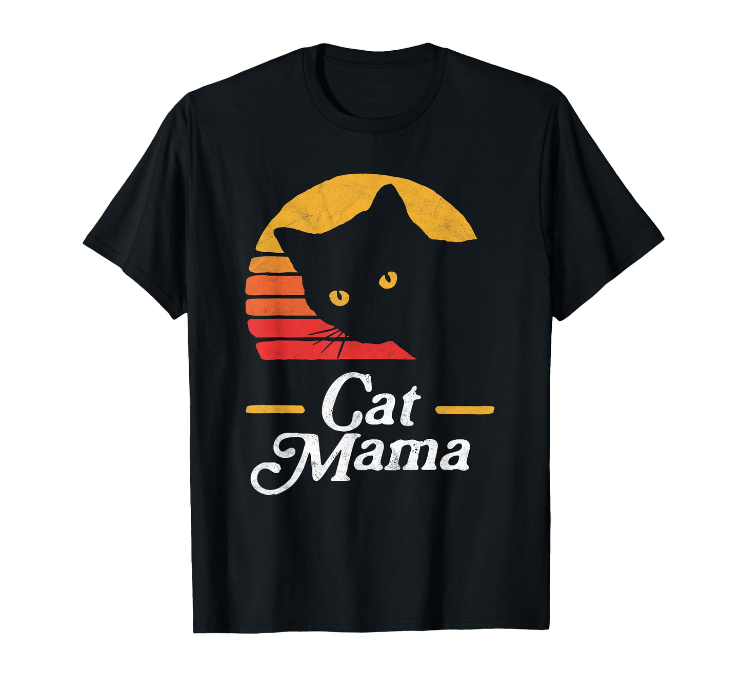 Cat Mama Vintage Eighties Style Cat Retro Distressed T-Shirt