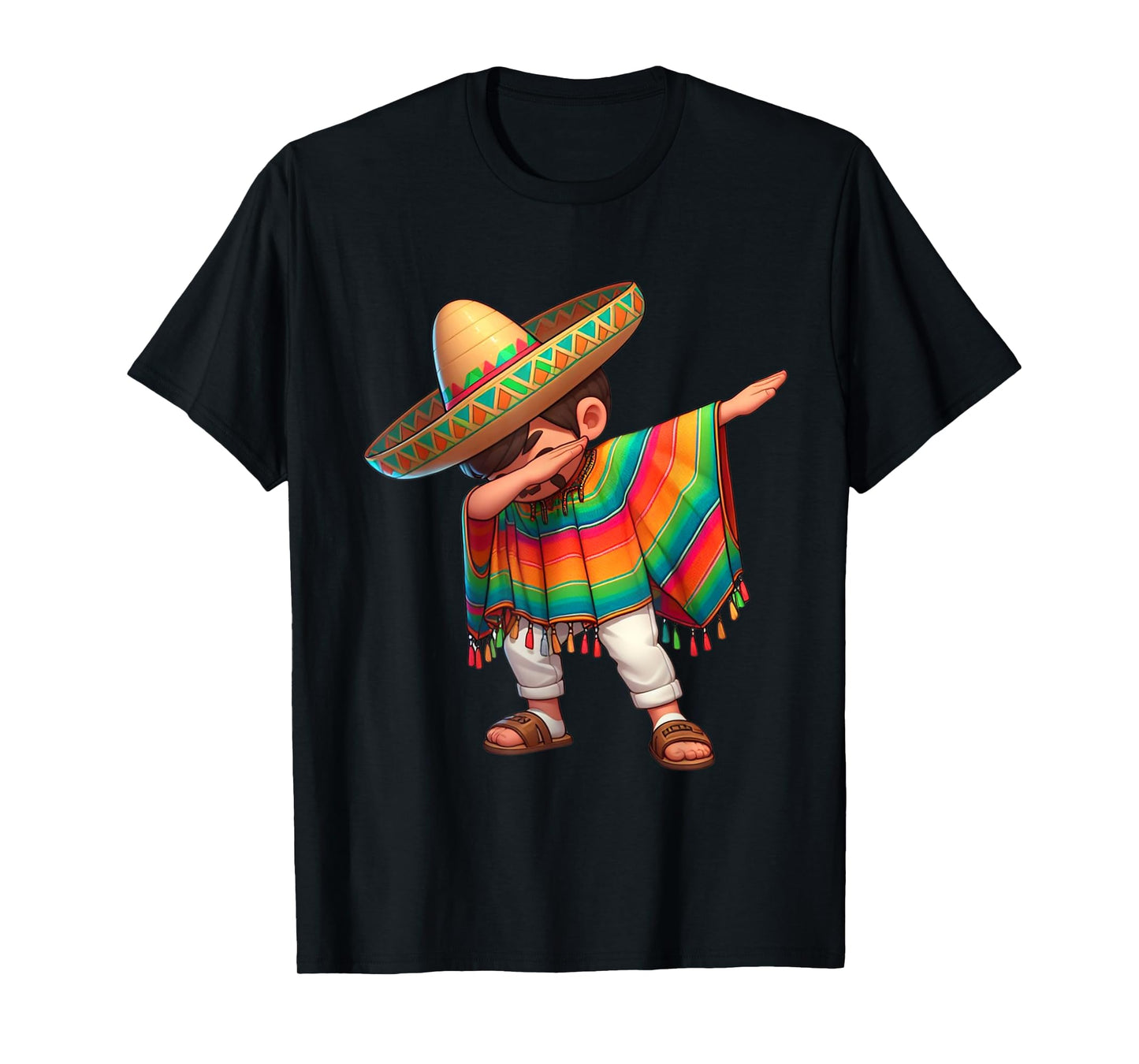 Dabbing Mexican Poncho Cinco de Mayo Boys Men Sombrero Dab T-Shirt