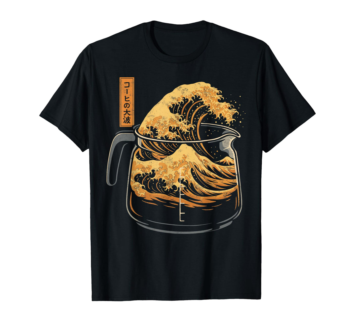 Coffee & Japan Art Lover Tee Kanagawa Wave Of Coffee Humor T-Shirt
