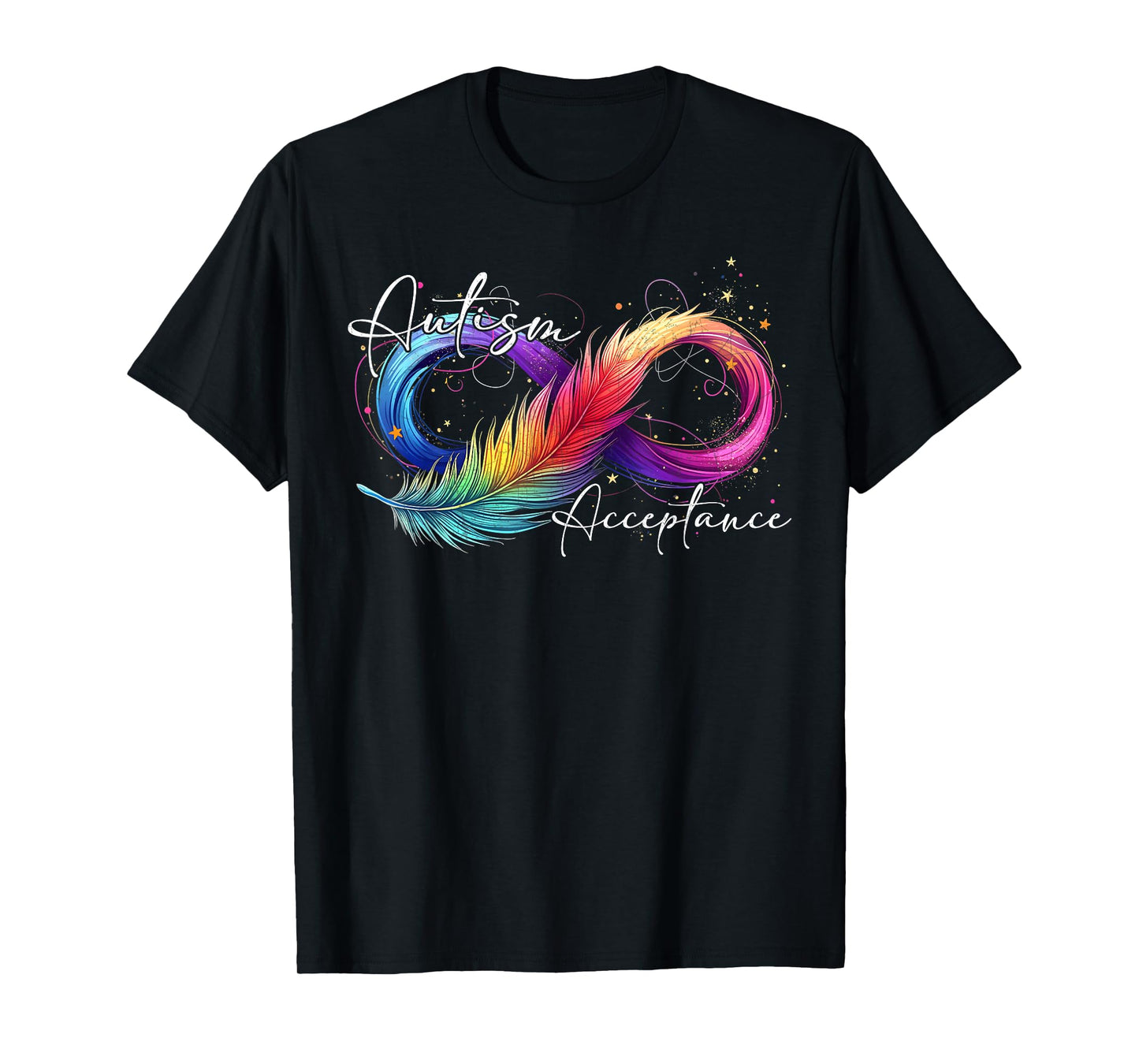 Autism Feather Infinity Rainbow Awareness T-Shirt