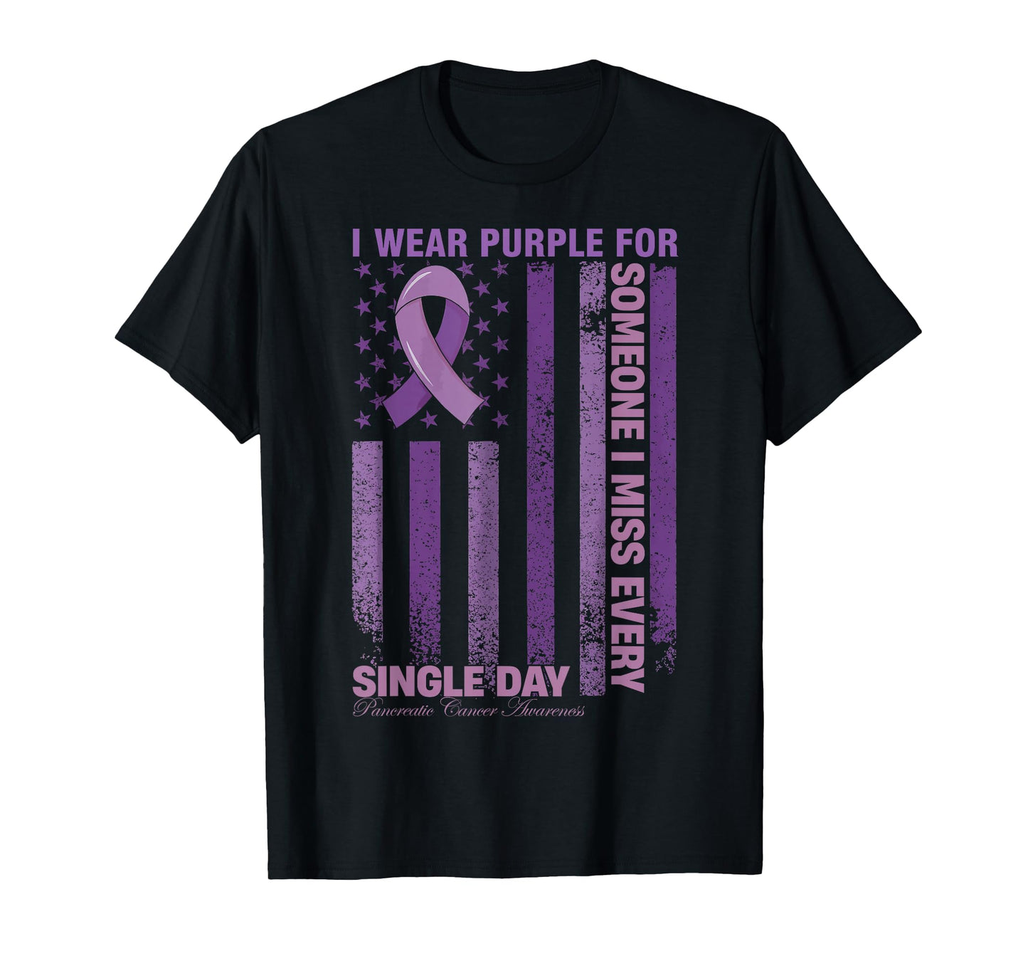 I wear Purple for Pancreatic Cancer Awareness American Flag T-Shirt