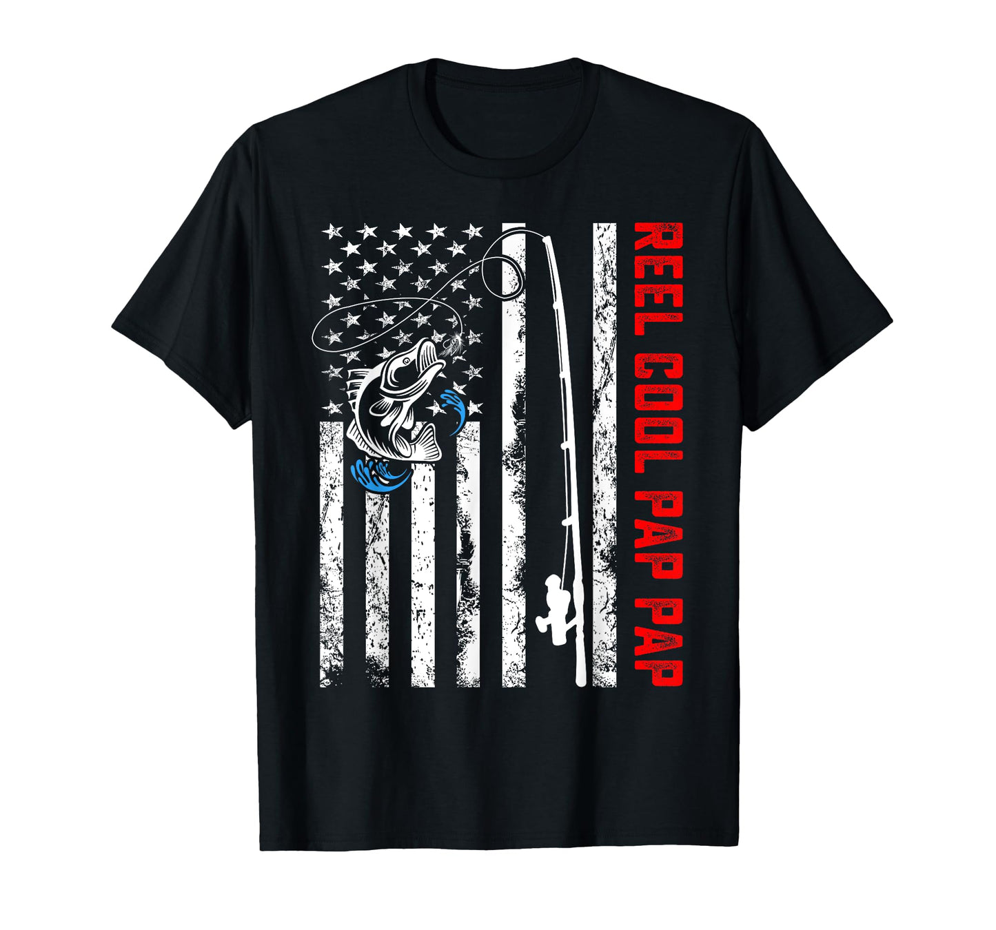 Reel Cool Pap Pap Shirt American Flag Fishing Birthday Gifts T-Shirt