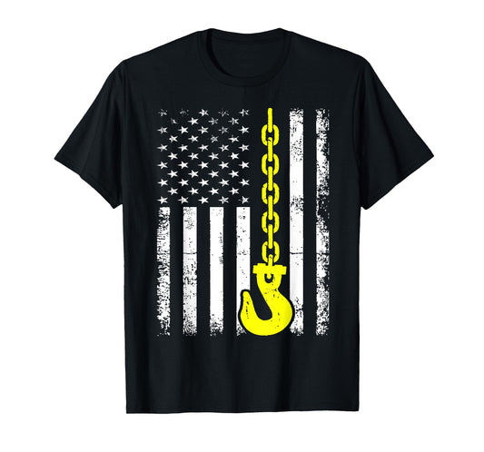 Tow Truck Driver US Flag Wrecker Trucker American Operator T-Shirt
