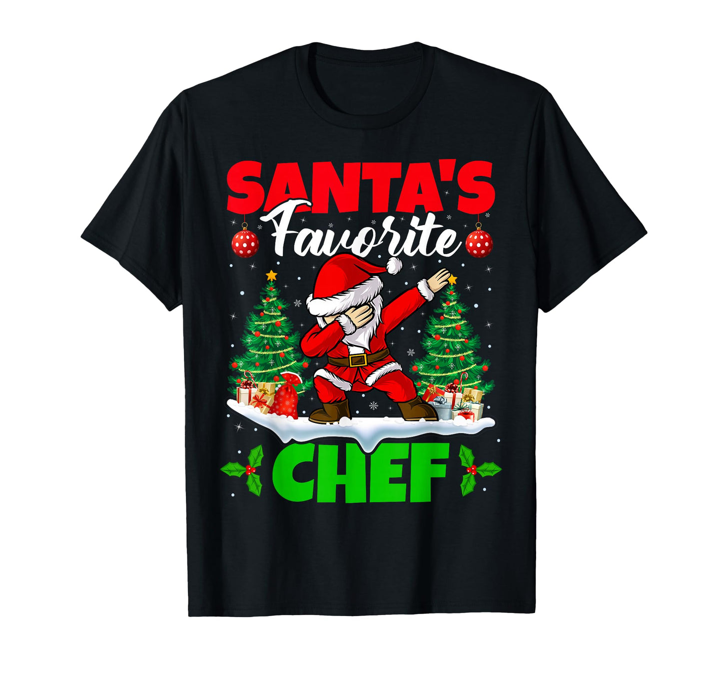 Xmas Dabbing Santa's Favorite Chef Christmas T-Shirt