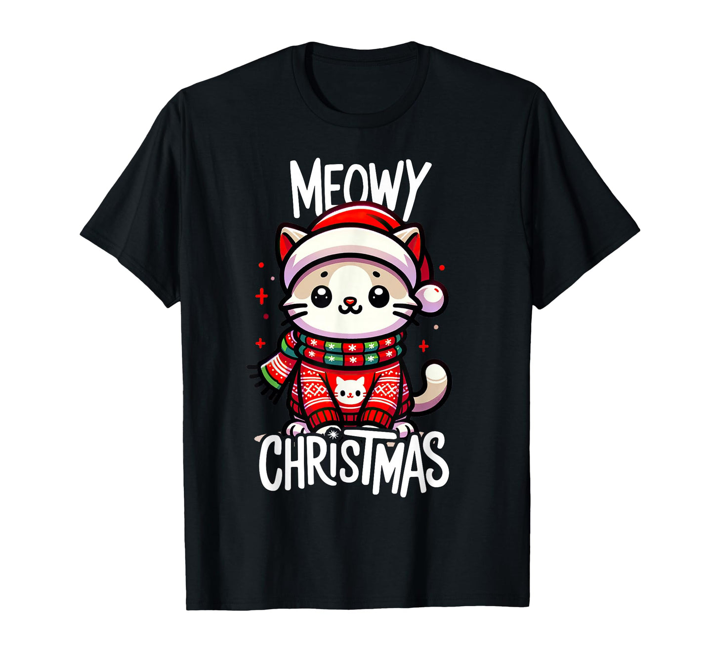 Meowy Christmas Cat Lover Funny Festive Holidays Cute Kitten T-Shirt