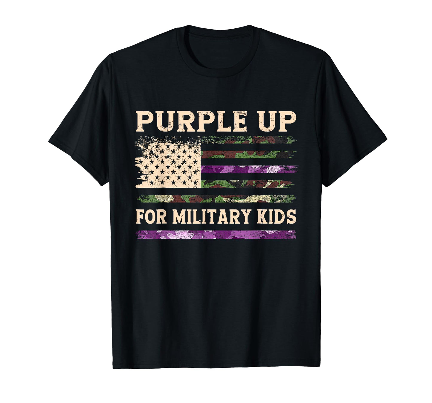 Purple Up for Military Kids Military Child Month USA Flag T-Shirt