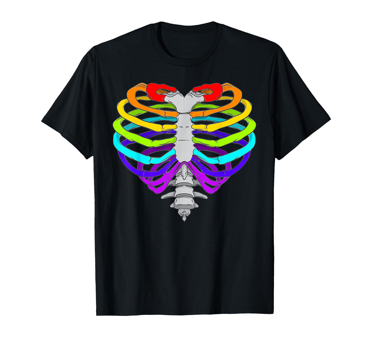 LGBT Pride Heart RibCage Rainbow Skeleton Xray Funny LGBTQ T-Shirt