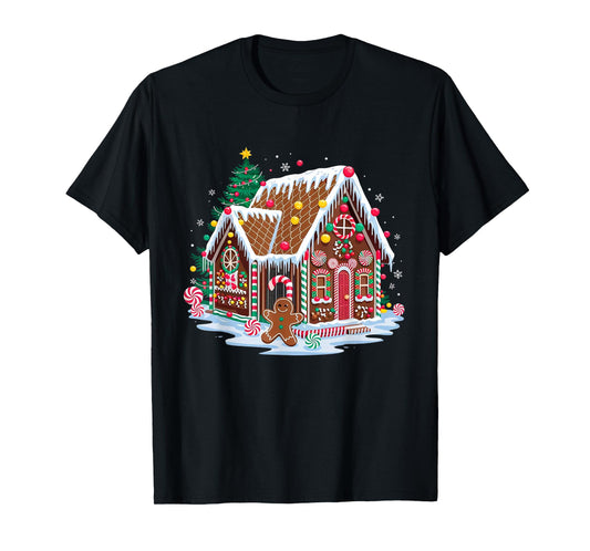 Christmas Gingerbread House Candy Cane X-Mas Pajamas Party T-Shirt