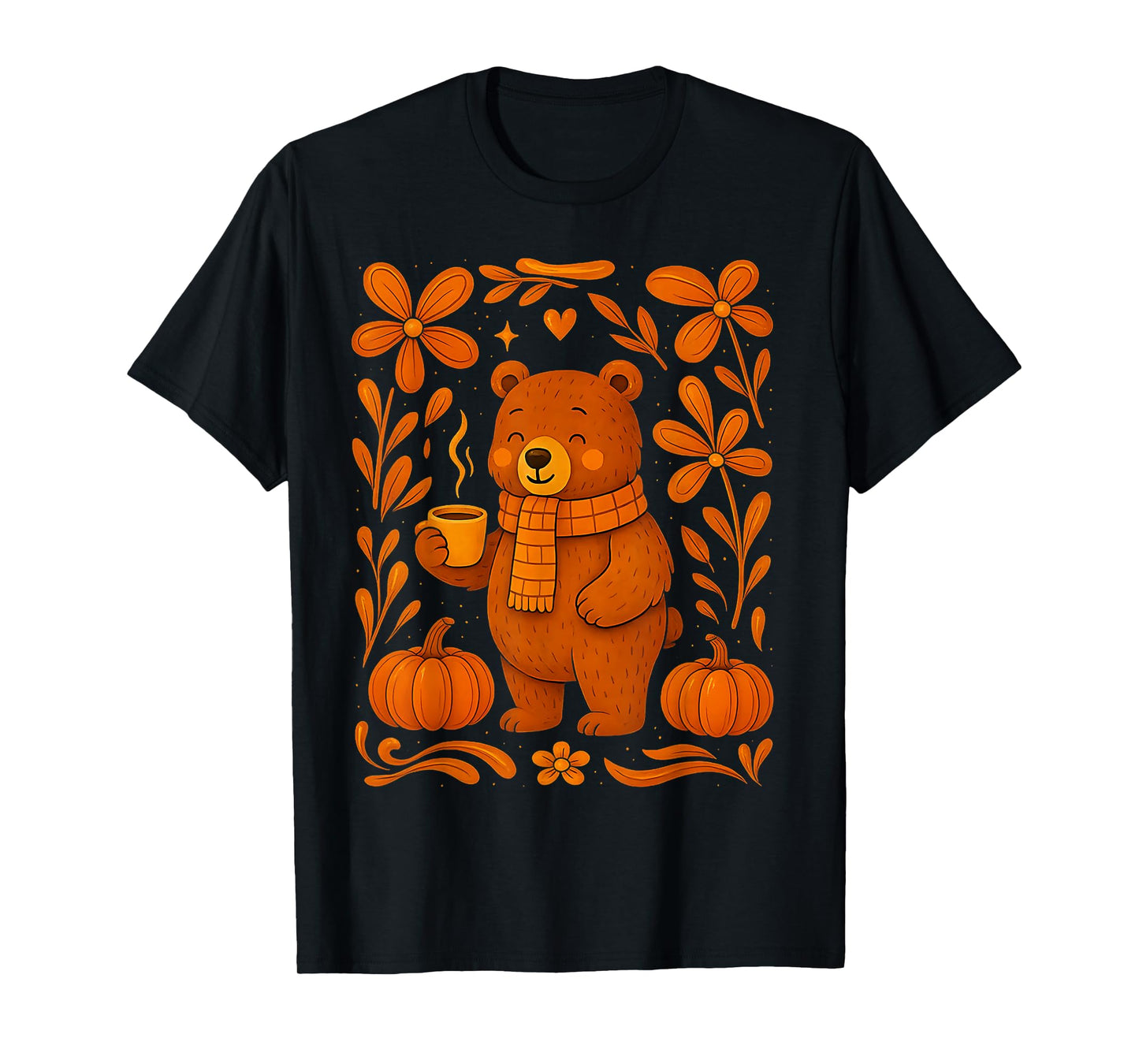 Cute Bear Fall Autumn Season Pumpkin Halloween Vibes T-Shirt