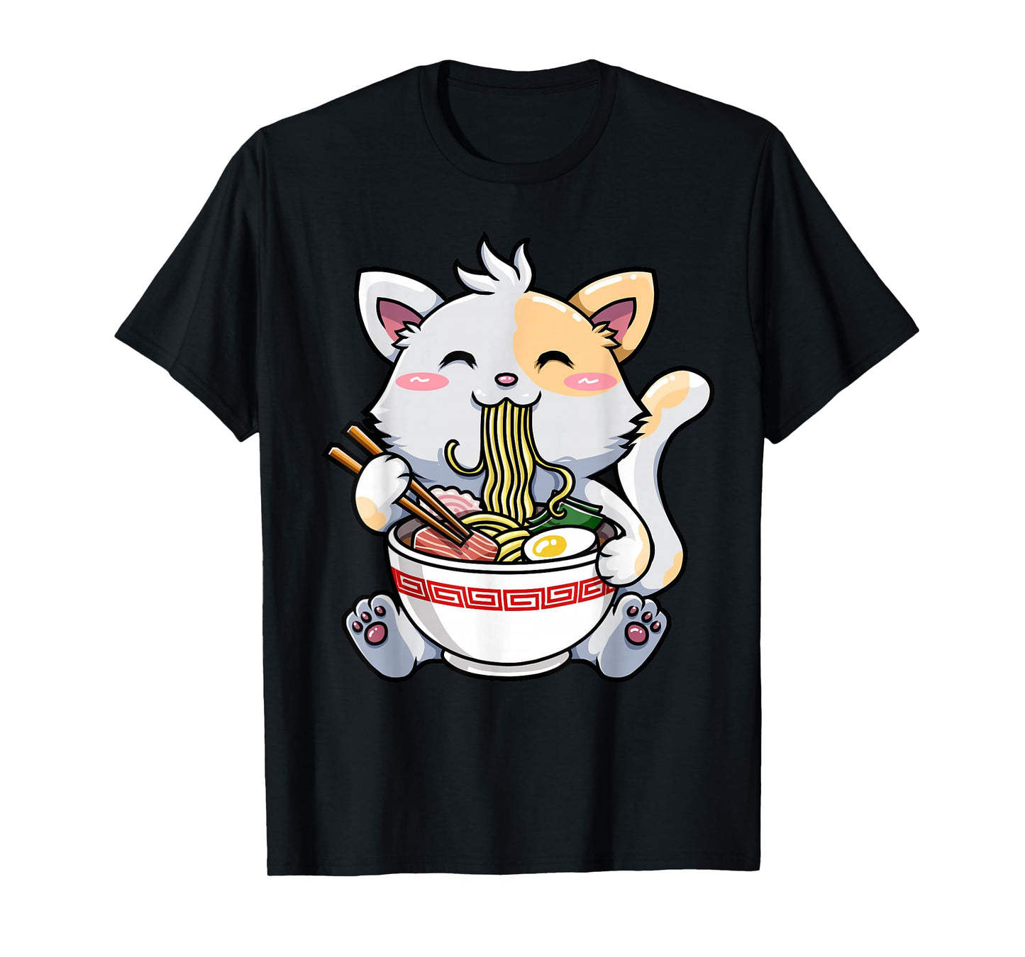 Kawaii Ramen Cat Japanese Anime Clothes Cute Noodle T-Shirt