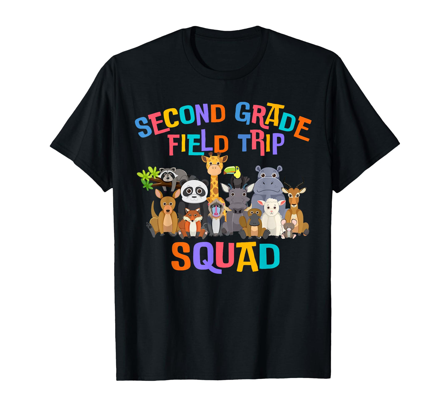 2nd Second Grade Field Day Trip Squad 2025 Funny Zoo Animal T-Shirt