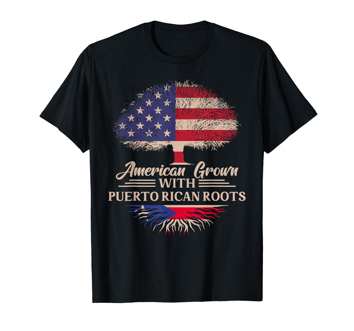 American Grown With Puerto Rican Roots Half American Flag T-Shirt