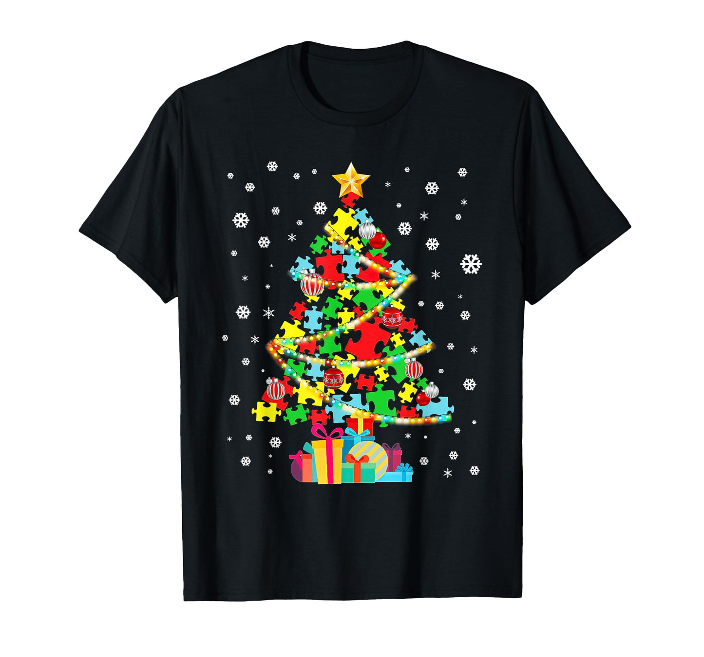 Autism Tree Christmas Pajama Autism Awareness Holiday T-Shirt