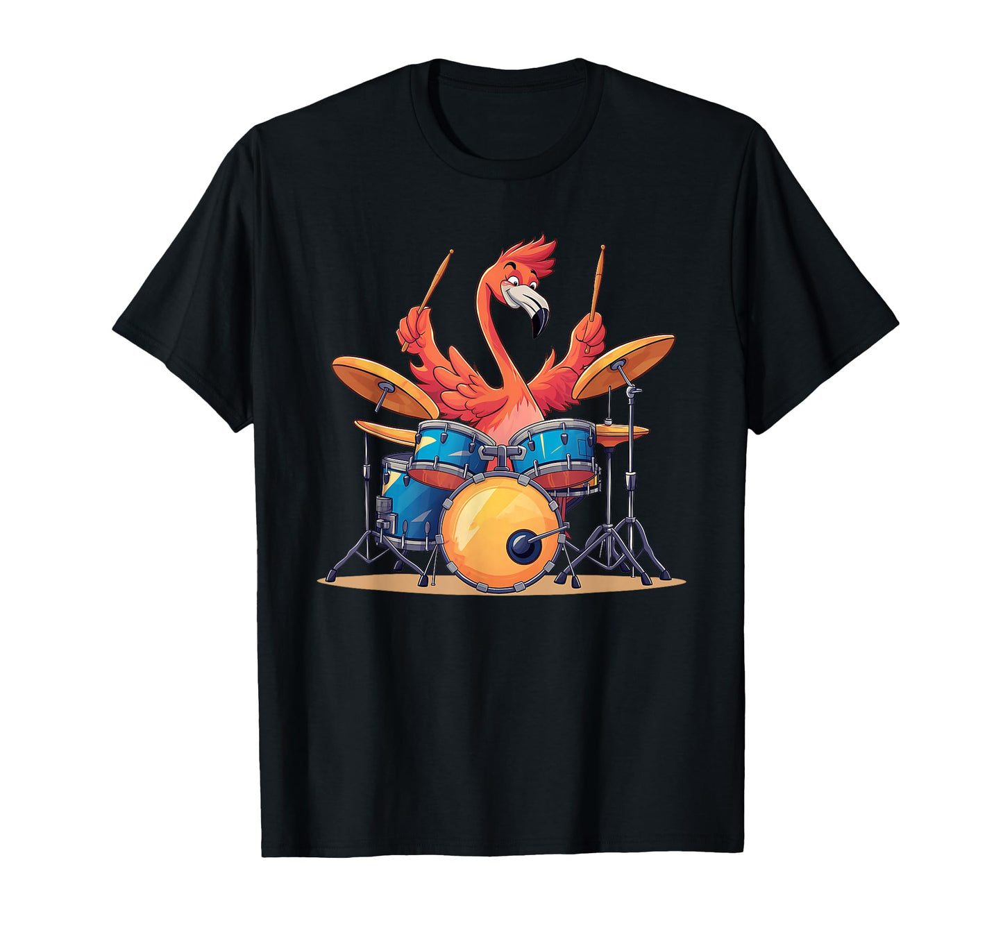 Cute Flamingo Playing Drums Flamingos Drummer Music T-Shirt
