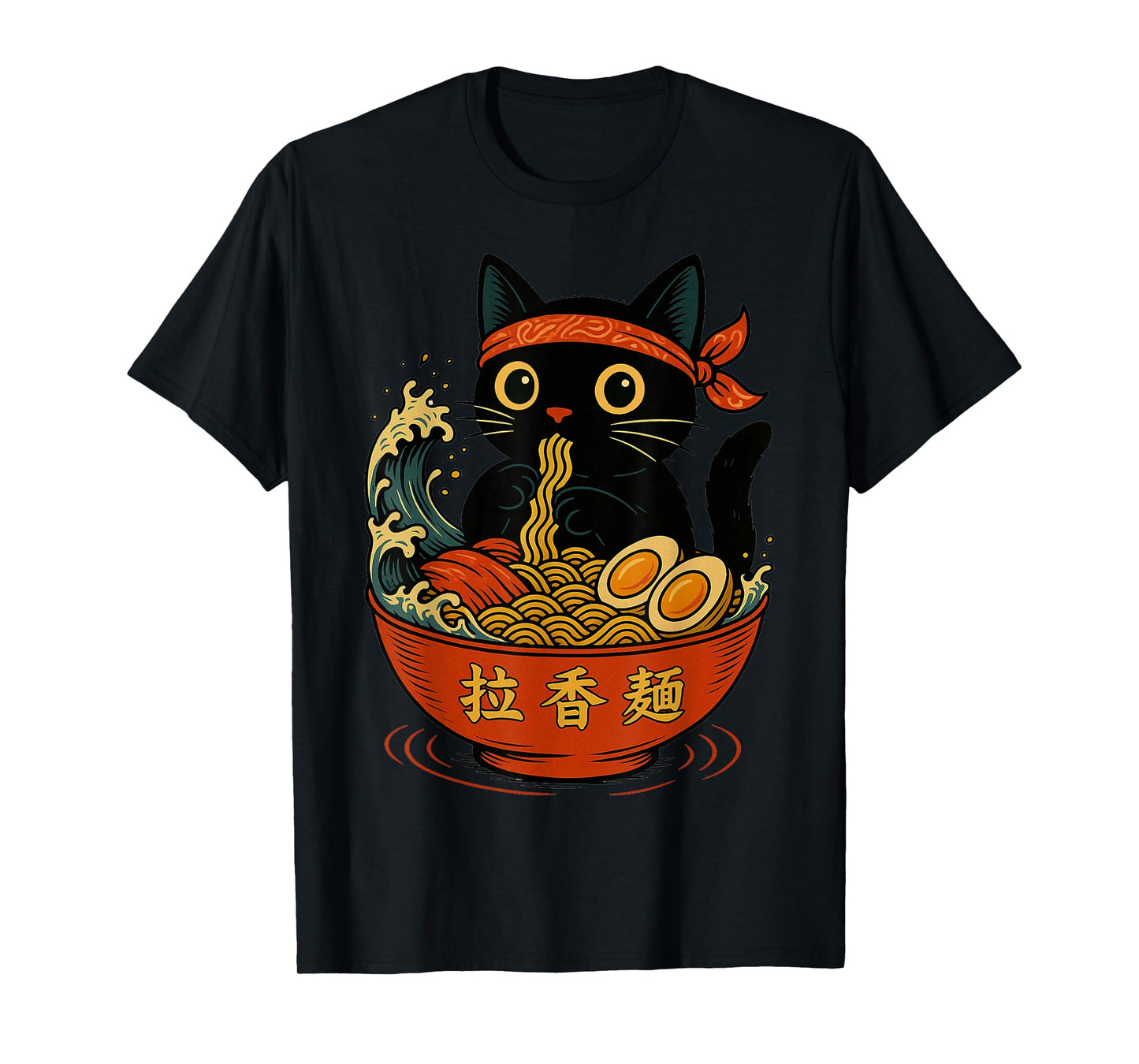 Funny Kawaii Cat Ramen Wave Aesthetic Japanese Ramen Cat T-Shirt