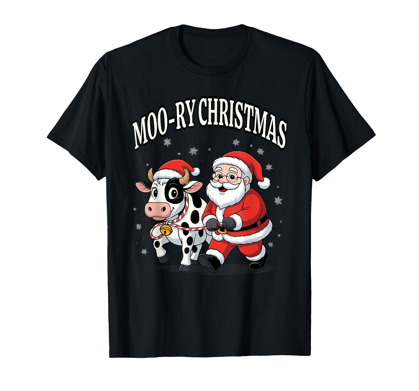 Funny Christmas Shirts - Cow Moo-ry Xmas Santa T-Shirt