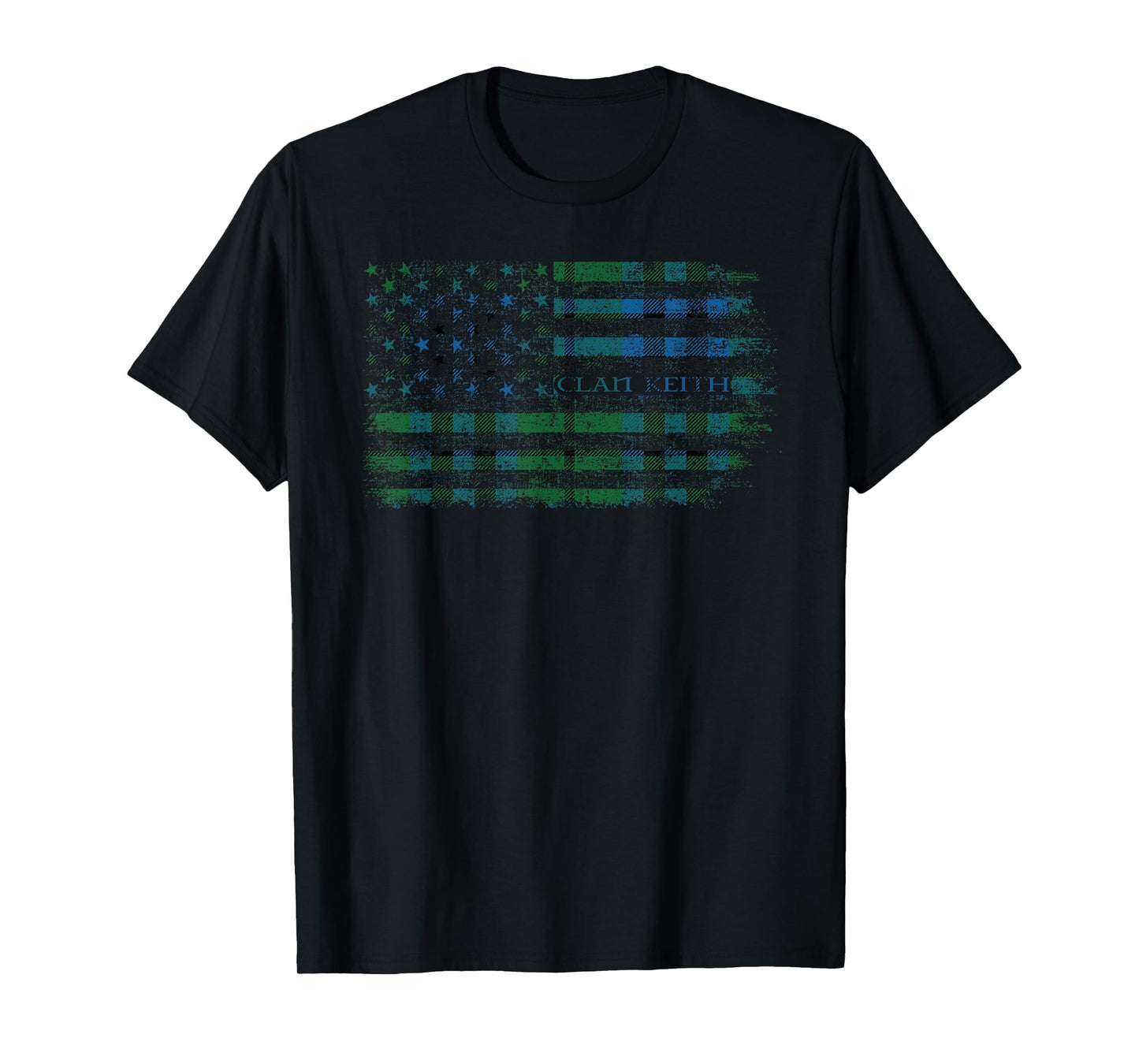 Clan Keith Scottish tartan US flag kilt Scotland T-Shirt