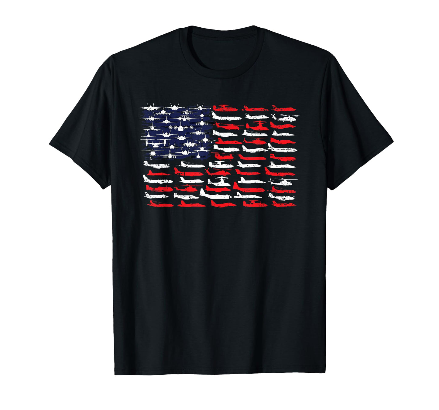 Jeff Hobrath Military Aviation American Flag Aircraft Distressed Design T-Shirt
