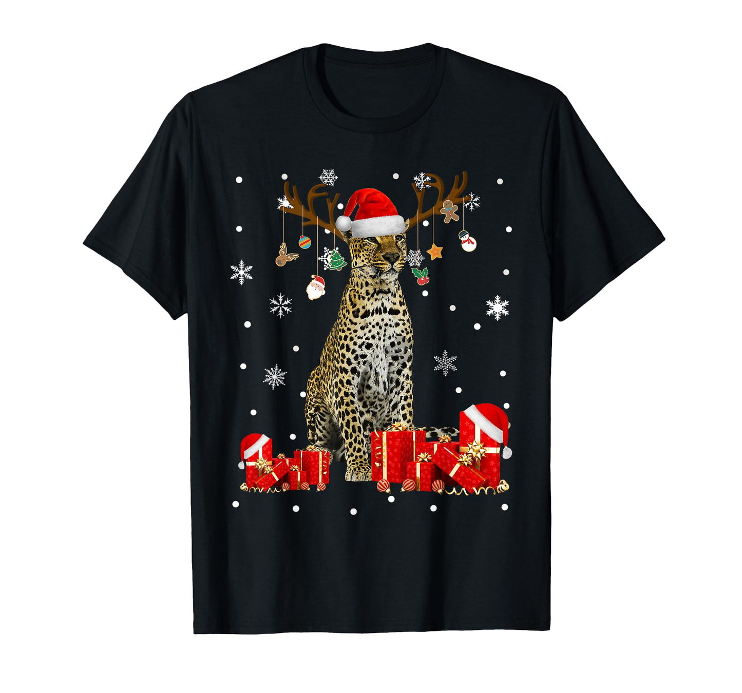 Christmas Cheetah Funny Santa Reindeer Cheetah Lover Gifts T-Shirt
