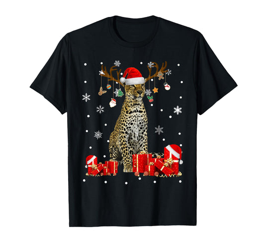 Christmas Cheetah Funny Santa Reindeer Cheetah Lover Gifts T-Shirt
