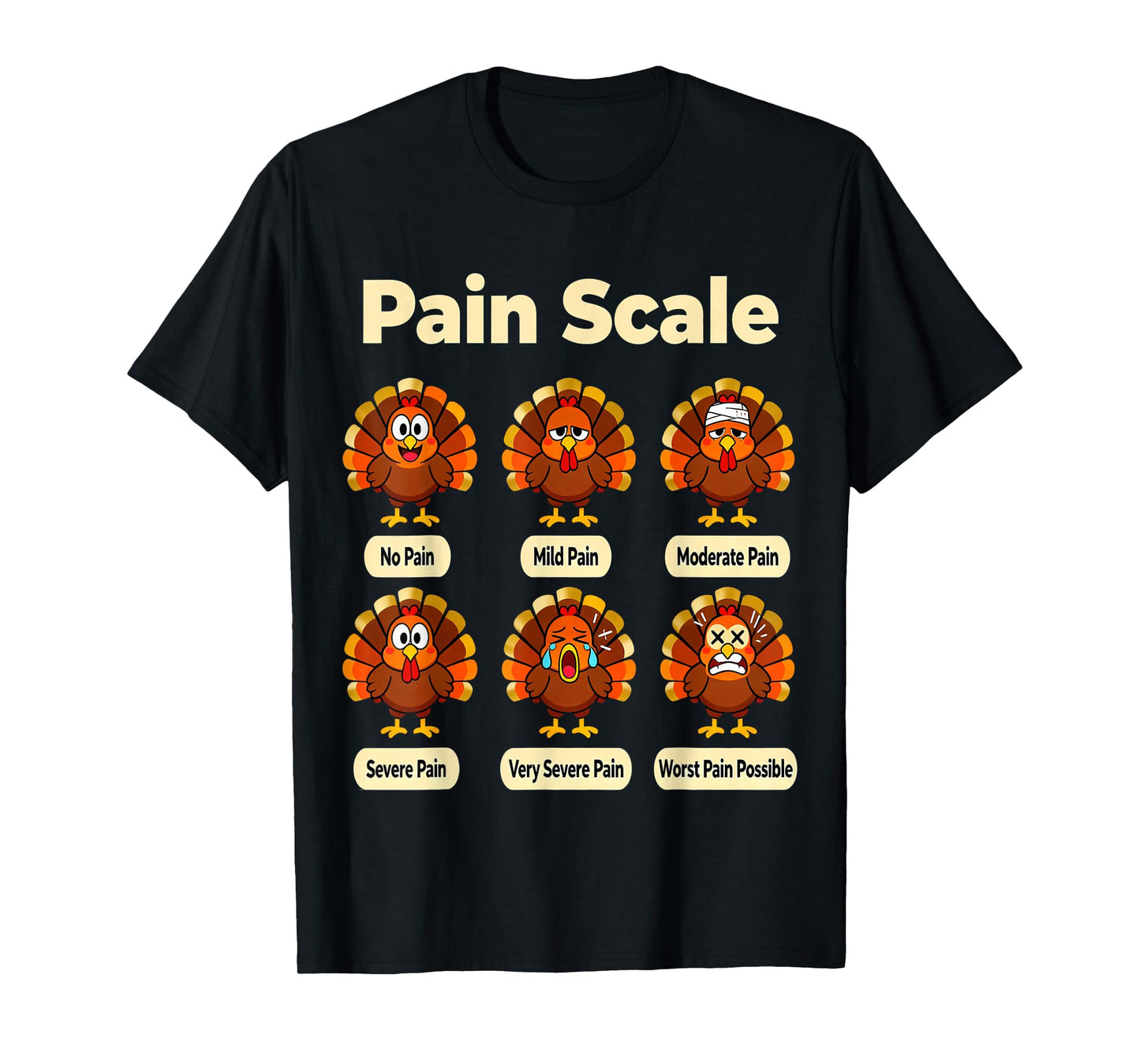 Fall CNA Funny Turkey Pain Scale ER Thanksgiving Nurse Humor T-Shirt