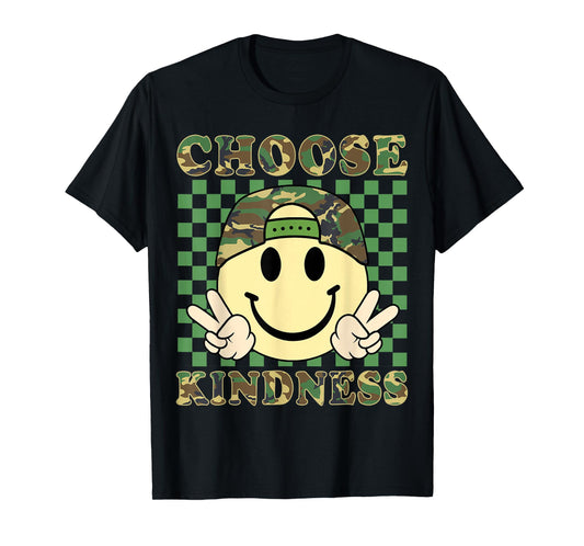 Choose Kindness Retro Camo Be Kind Inspirational Kids Boys T-Shirt