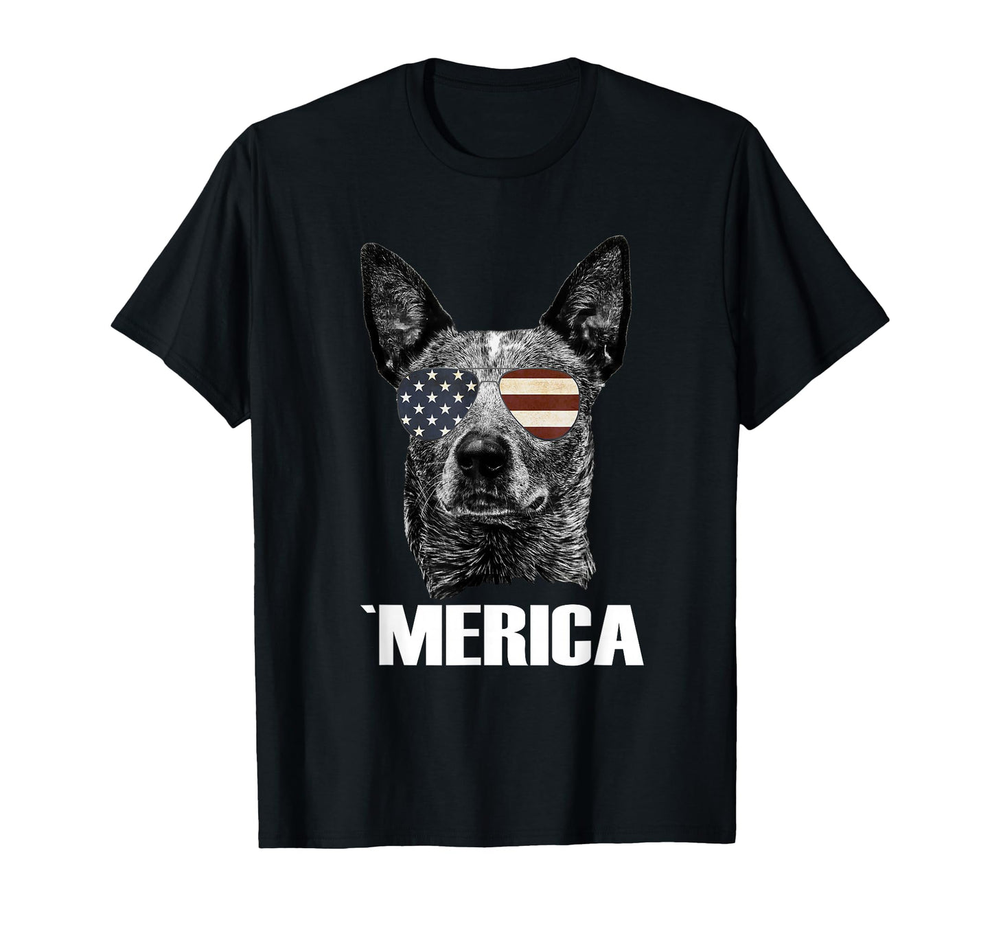 Merica Australian Cattle Dog with USA Flag Sunglasses Gift T-Shirt