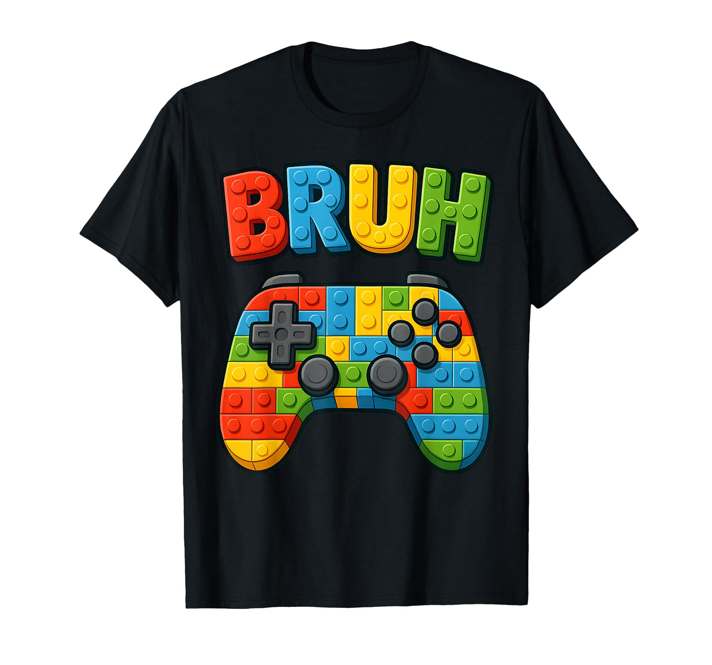Building Blocks Bruh Funny Saying Gamer Boys Brick Builder T-Shirt