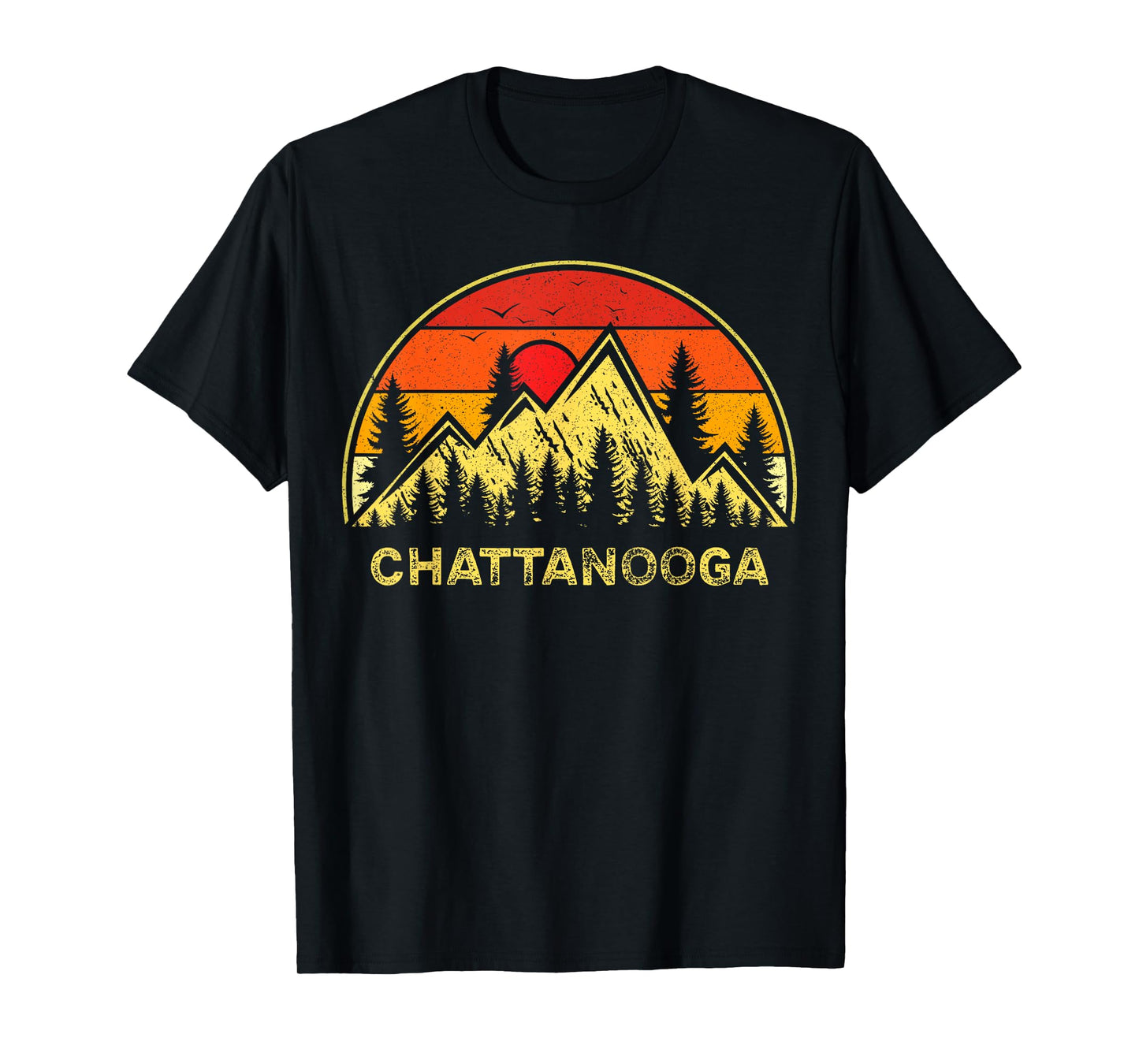 Chattanooga Tennessee Souvenirs Apparel Co. Vintage Tennessee Hiking Mountains T-Shirt - Blue, Unisex-Adult, Short Sleeve, Classic Fit, Small