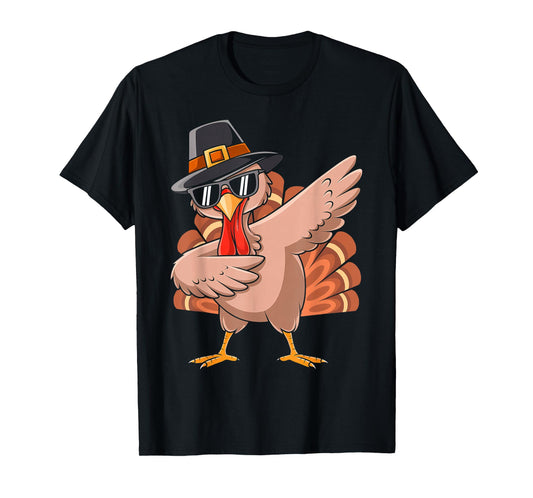 Dabbing Turkey Day Thanksgiving Pilgrim Costume Boys Kids T-Shirt
