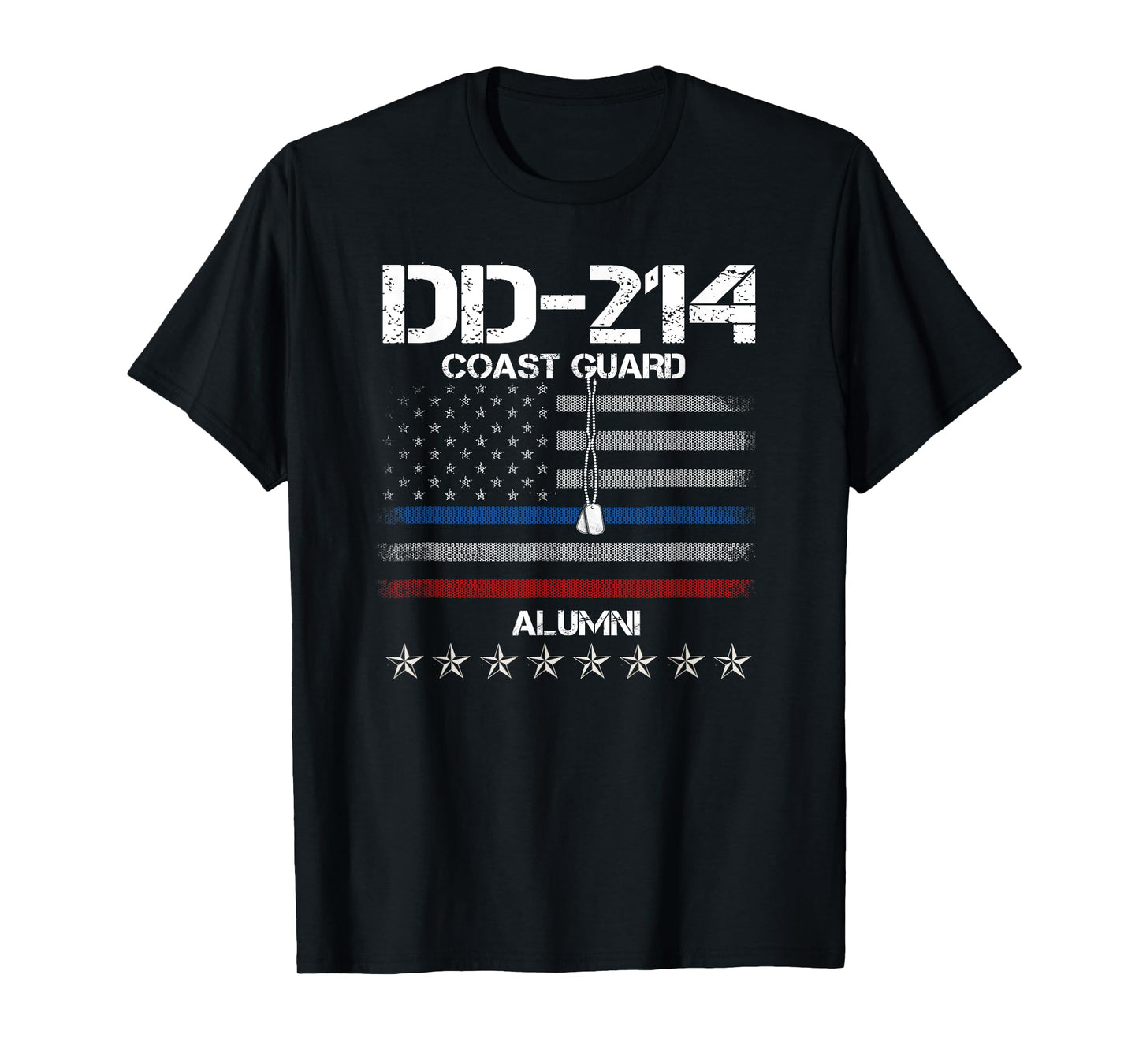 DD-214 US Coast Guard Alumni Tee USCG American Flag Vintage T-Shirt
