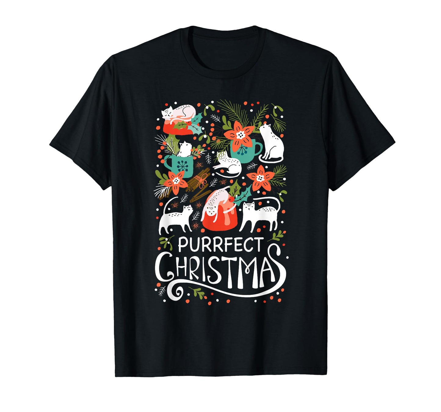 Cute Purrfect Christmas Cat Xmas Tshirt Cat Lover Gift Men Women Kids T-Shirt