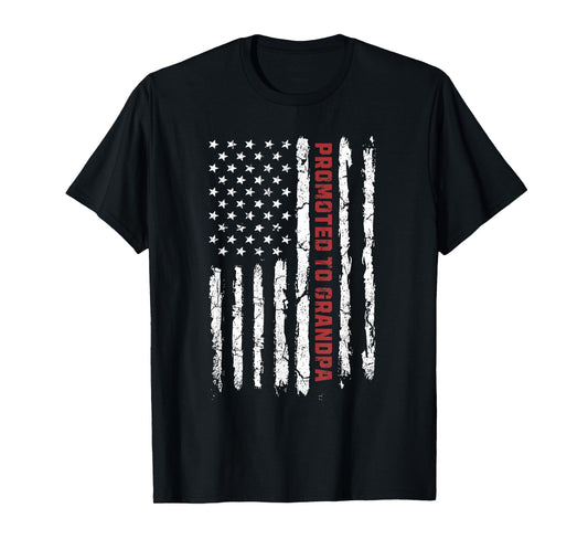 Promoted To Grandpa, First Time Grandpa American Flag T-Shirt