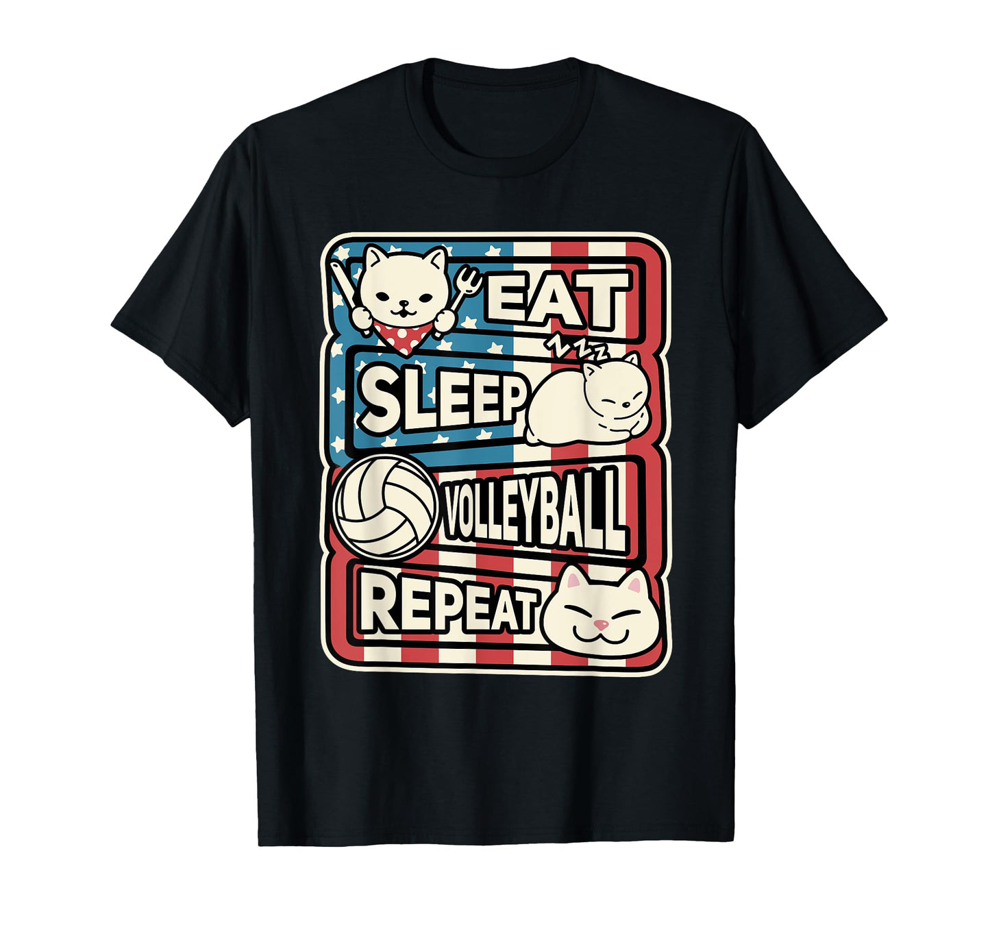 Eat Sleep Volleyball Repeat Patriotic Cute Volleyball Outfit T-Shirt
