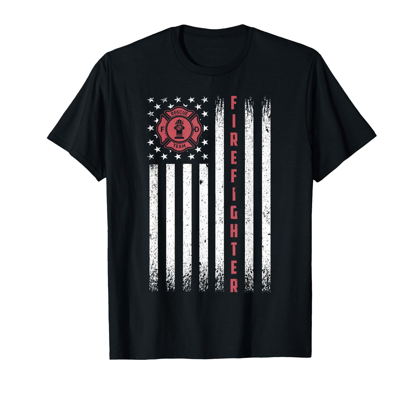 Firefighter Patriotic Usa American Flag T-Shirt