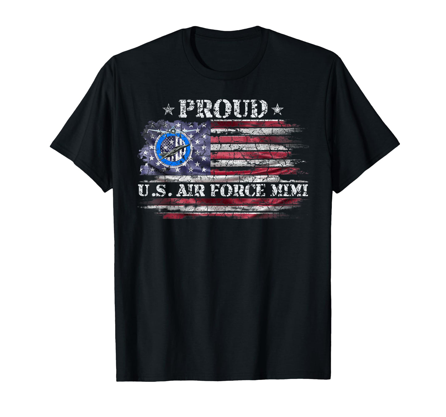 Vintage USA American Flag Proud Air Force Veteran Mimi Funny T-Shirt
