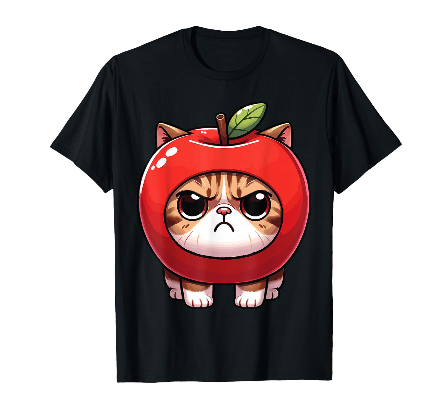 Apple Cat, Grumpy Kitty, Kawaii Apple Cat T-Shirt