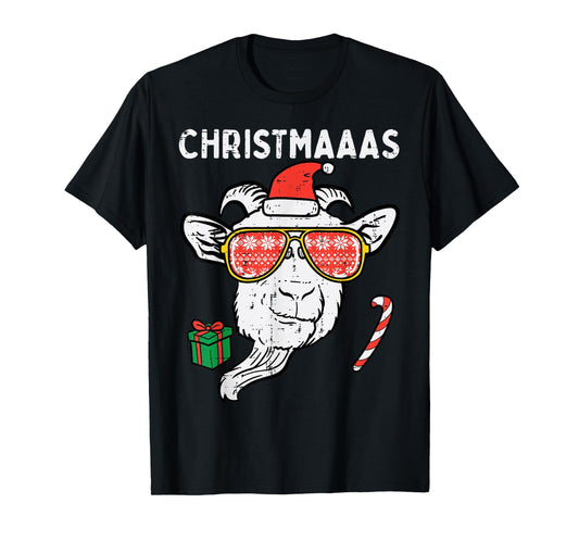 Christmas Goat Santa Xmas Farm Animal Farmer Men Women Kids T-Shirt