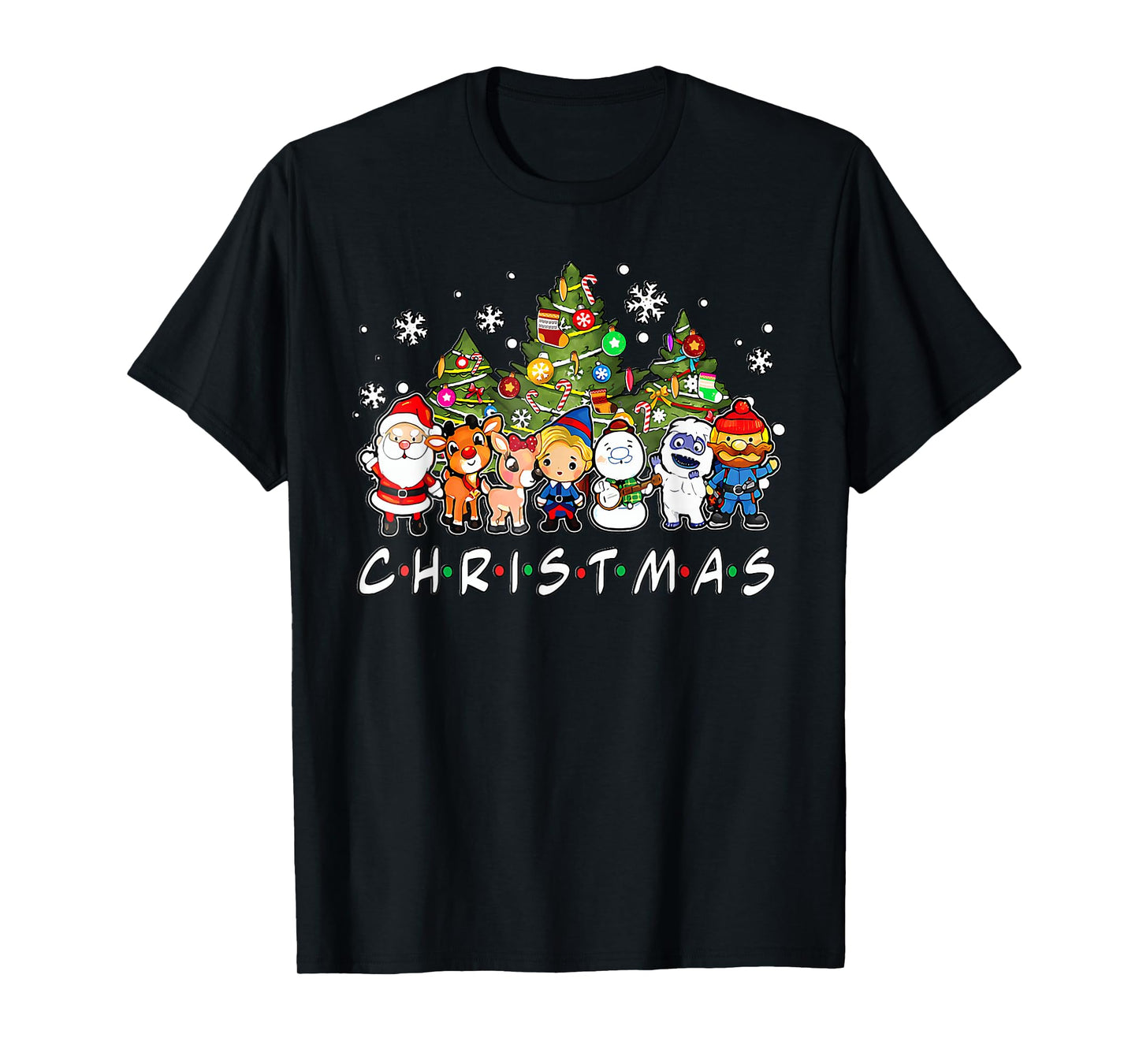 Christmas Santa Friends Rudolph Snowman Family Xmas Pajamas T-Shirt