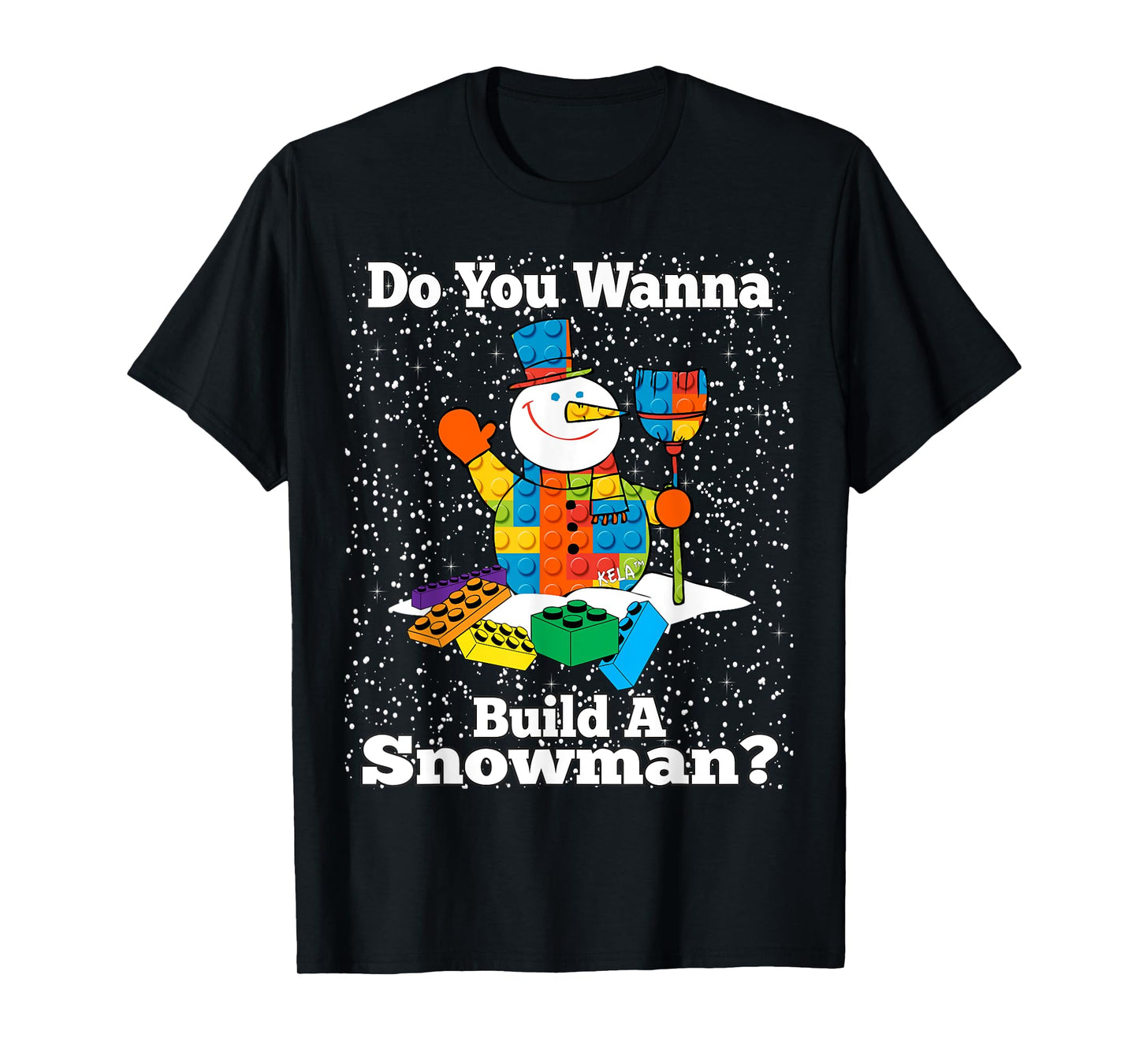 Building A Snowman Brick Toys Christmas TShirt Boys Girls T-Shirt