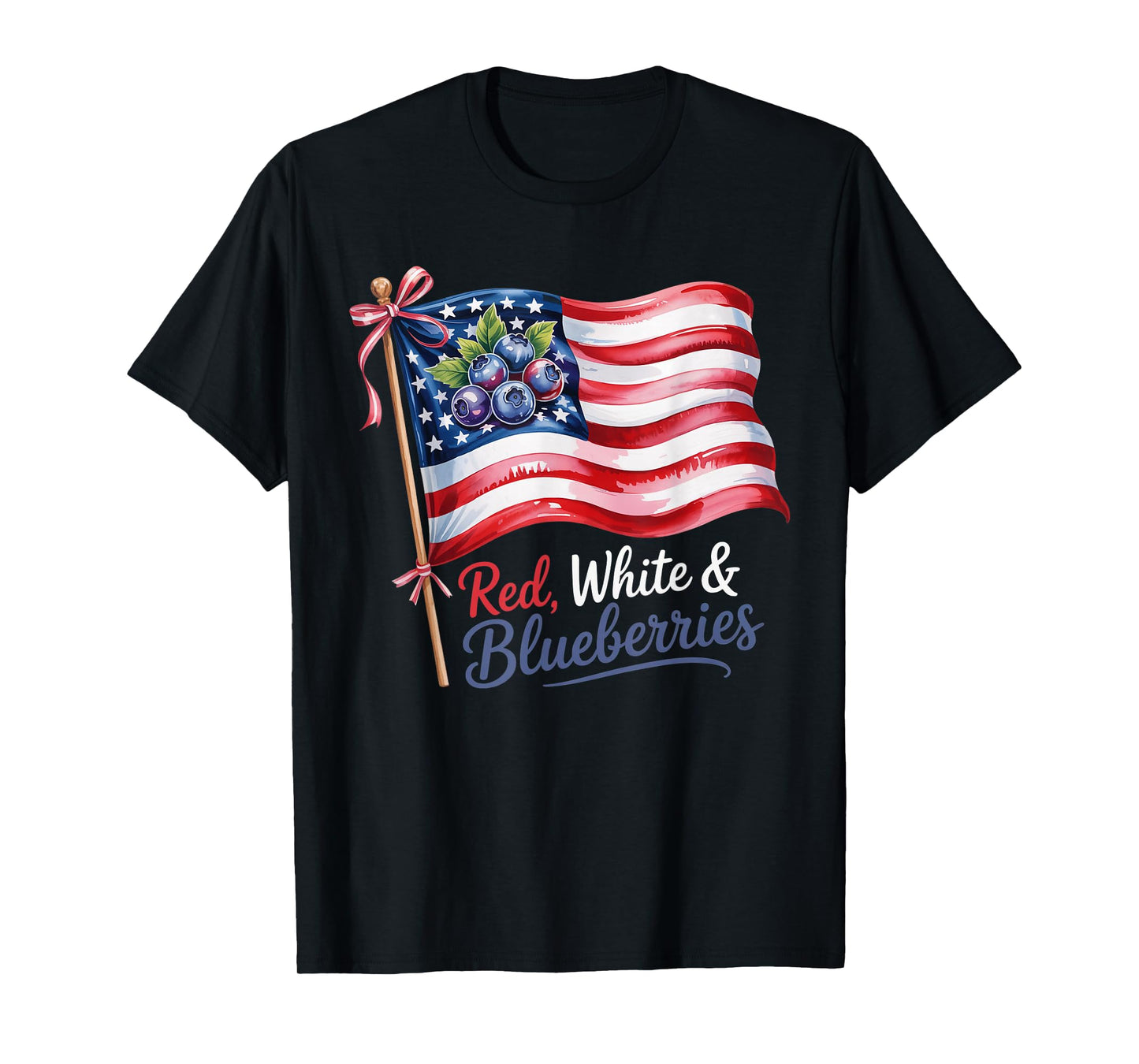 Red, White and Blueberries American Flag Women Men T-Shirt