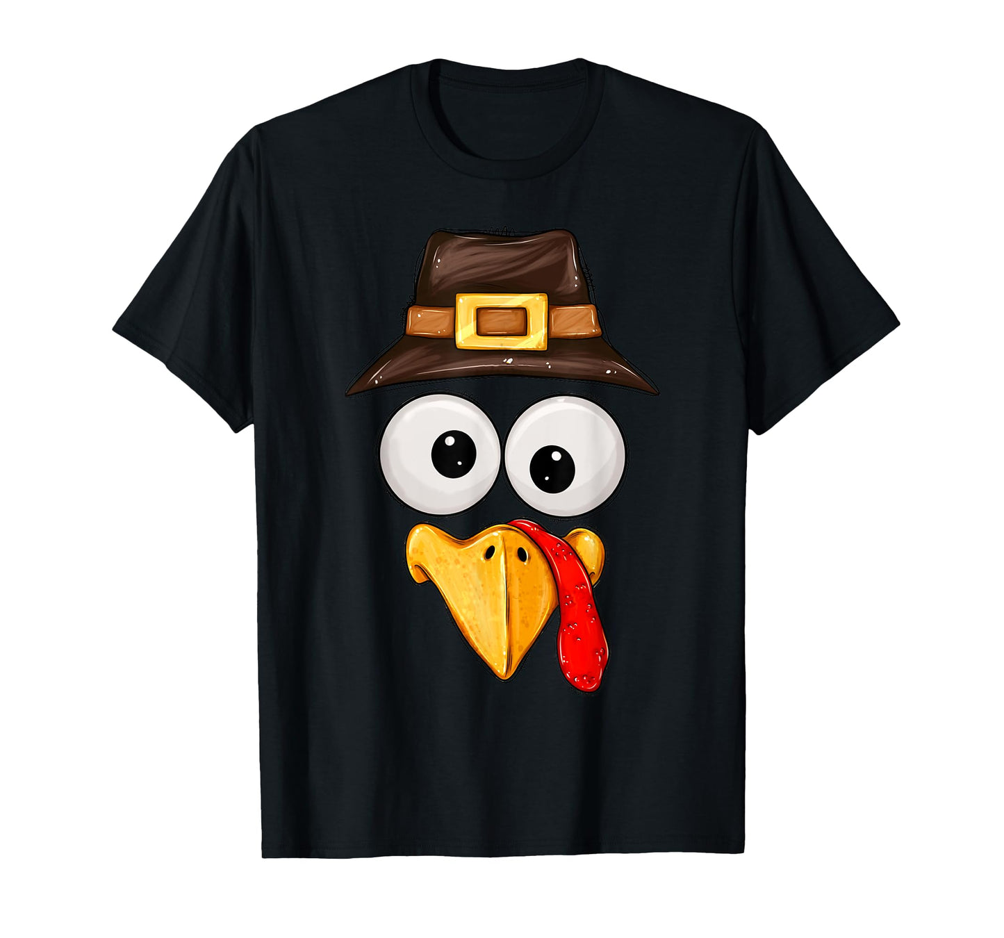 Cute Turkey Face Glasses Boys Kids Mens Thanksgiving Family T-Shirt