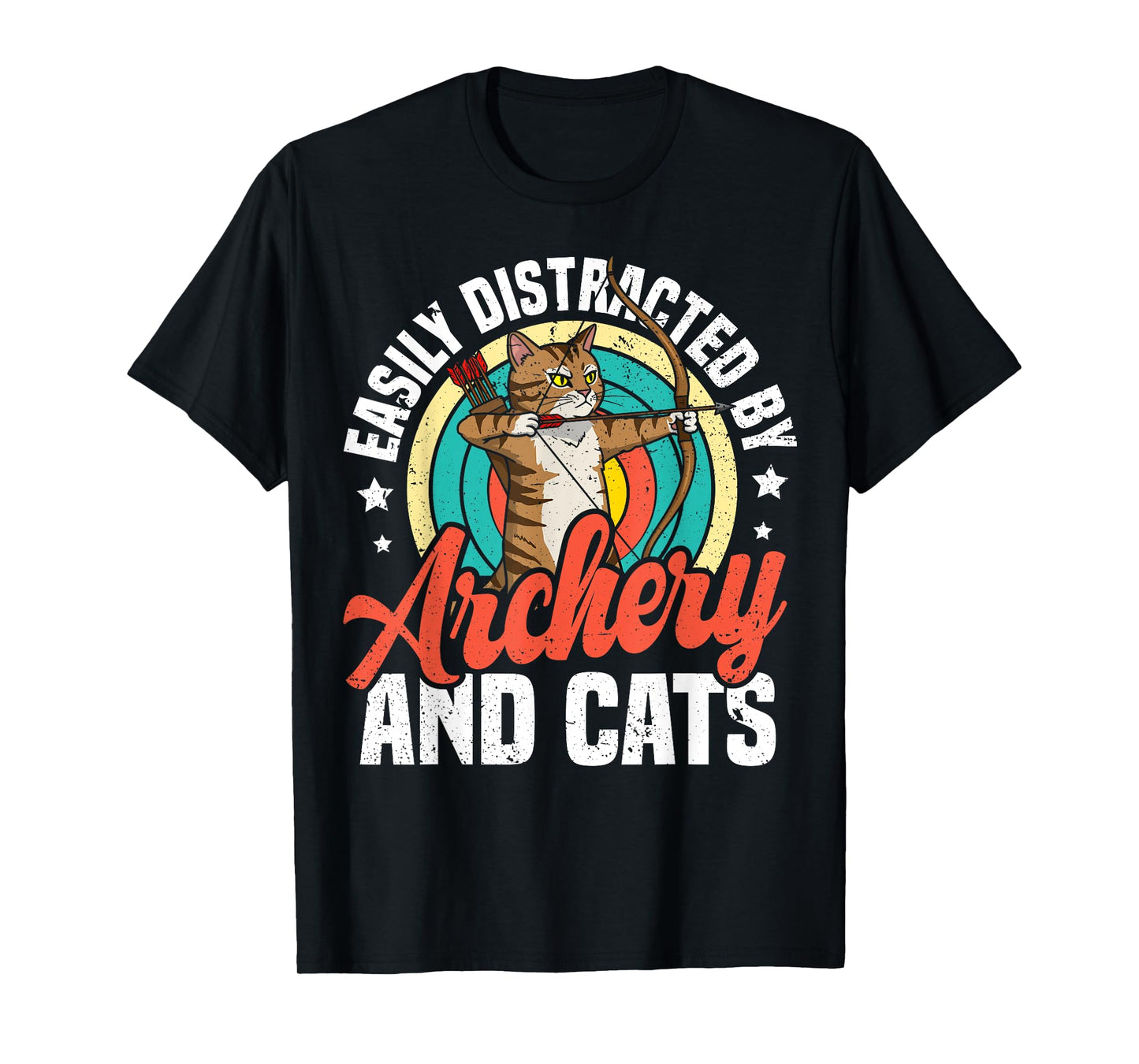 Funny Cat Parent Easily Distracted By Archery And Cats T-Shirt
