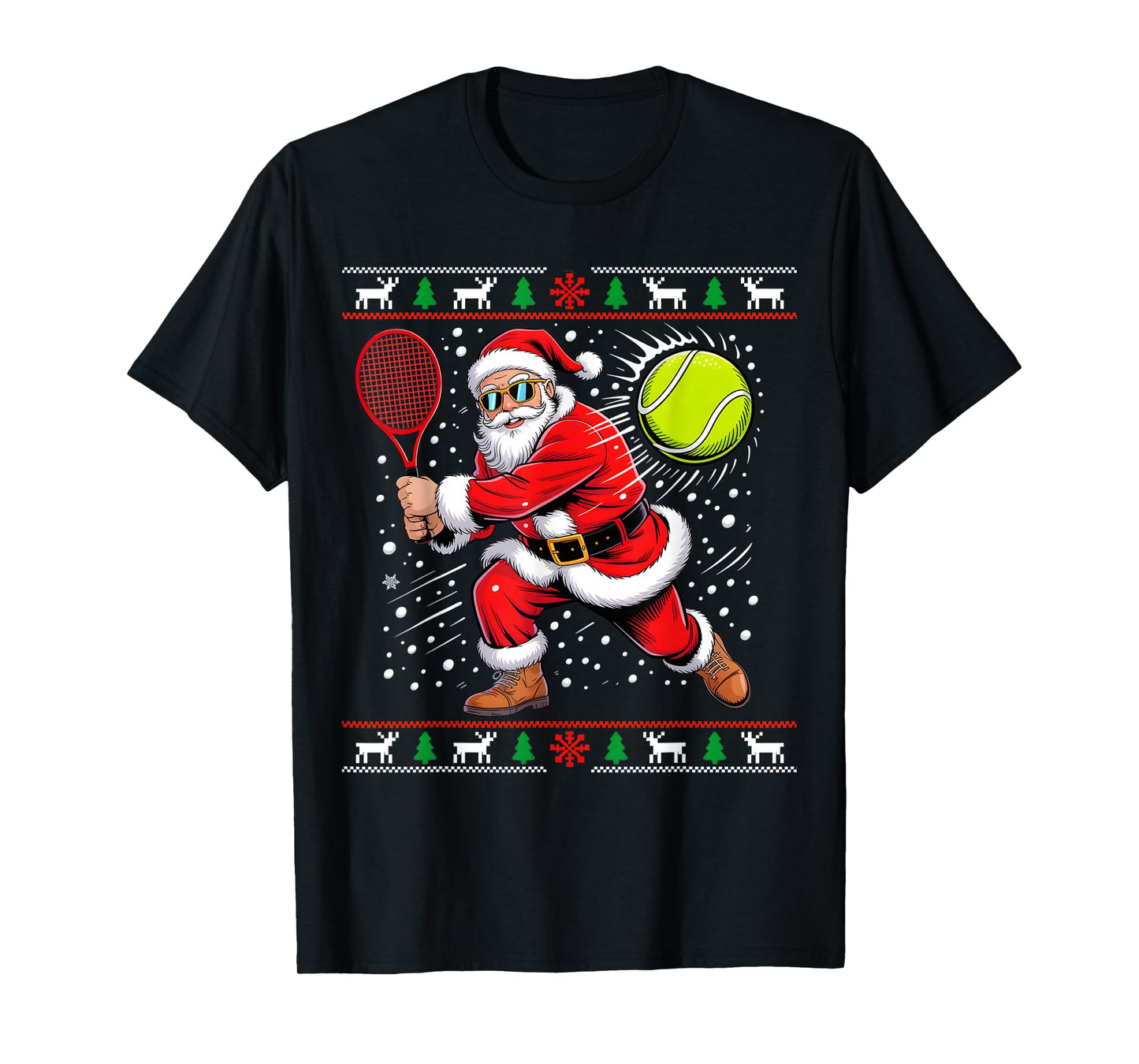 Santa Tennis Player Christmas Xmas Funny Holiday Men Women T-Shirt
