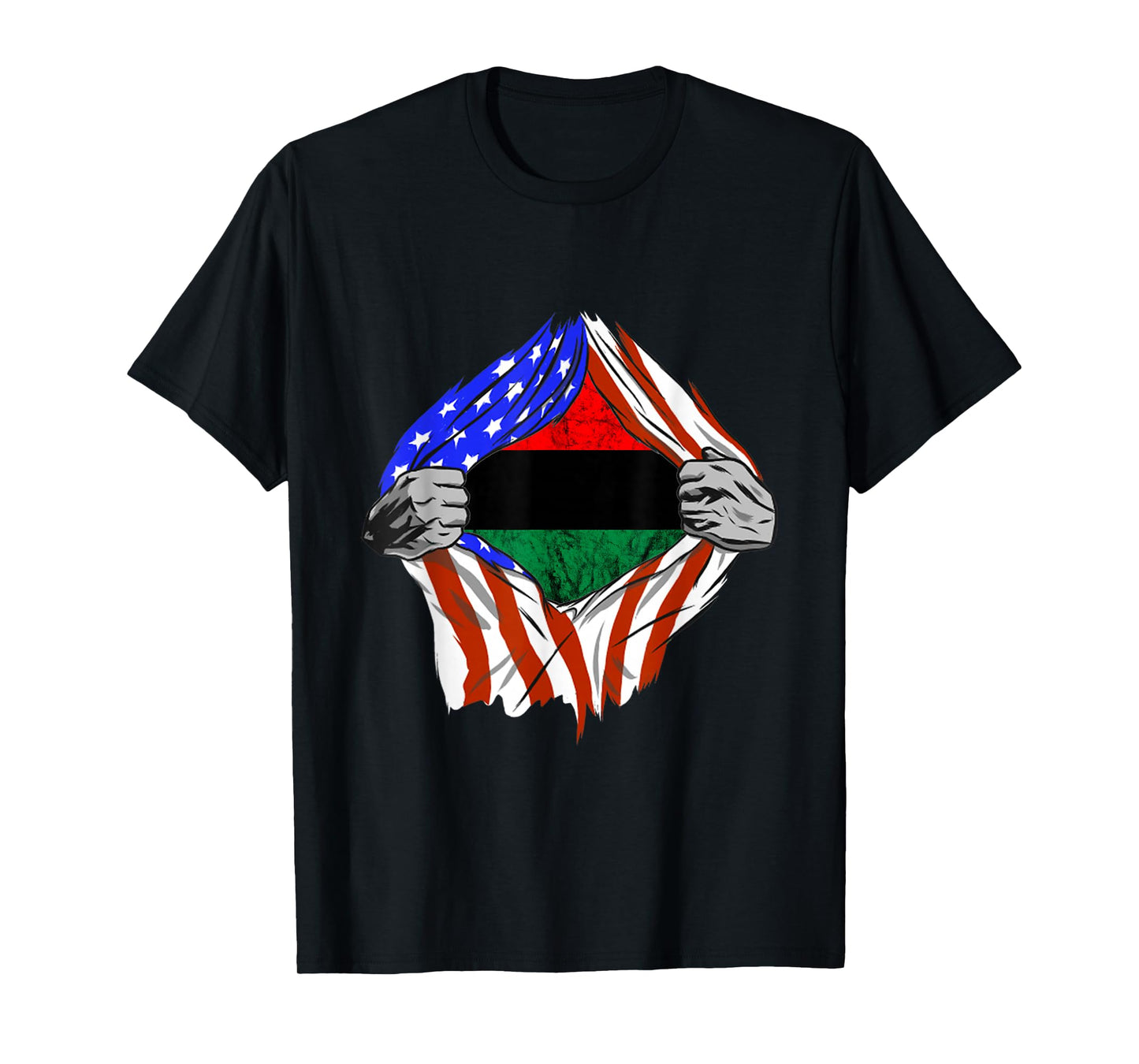 Afro American Breast Pan African Union Flag Afro American T-Shirt