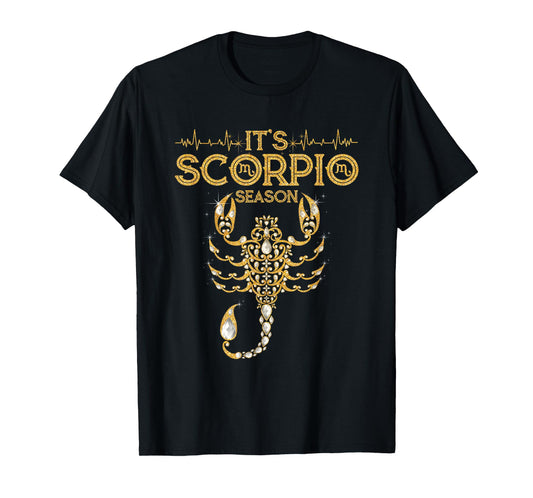 October November It's Scorpio Season Zodiac Sign Heartbeat T-Shirt