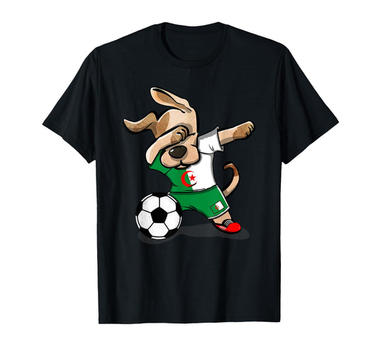 Dabbing Dog Algeria Soccer Jersey Algerian Football Lover T-Shirt