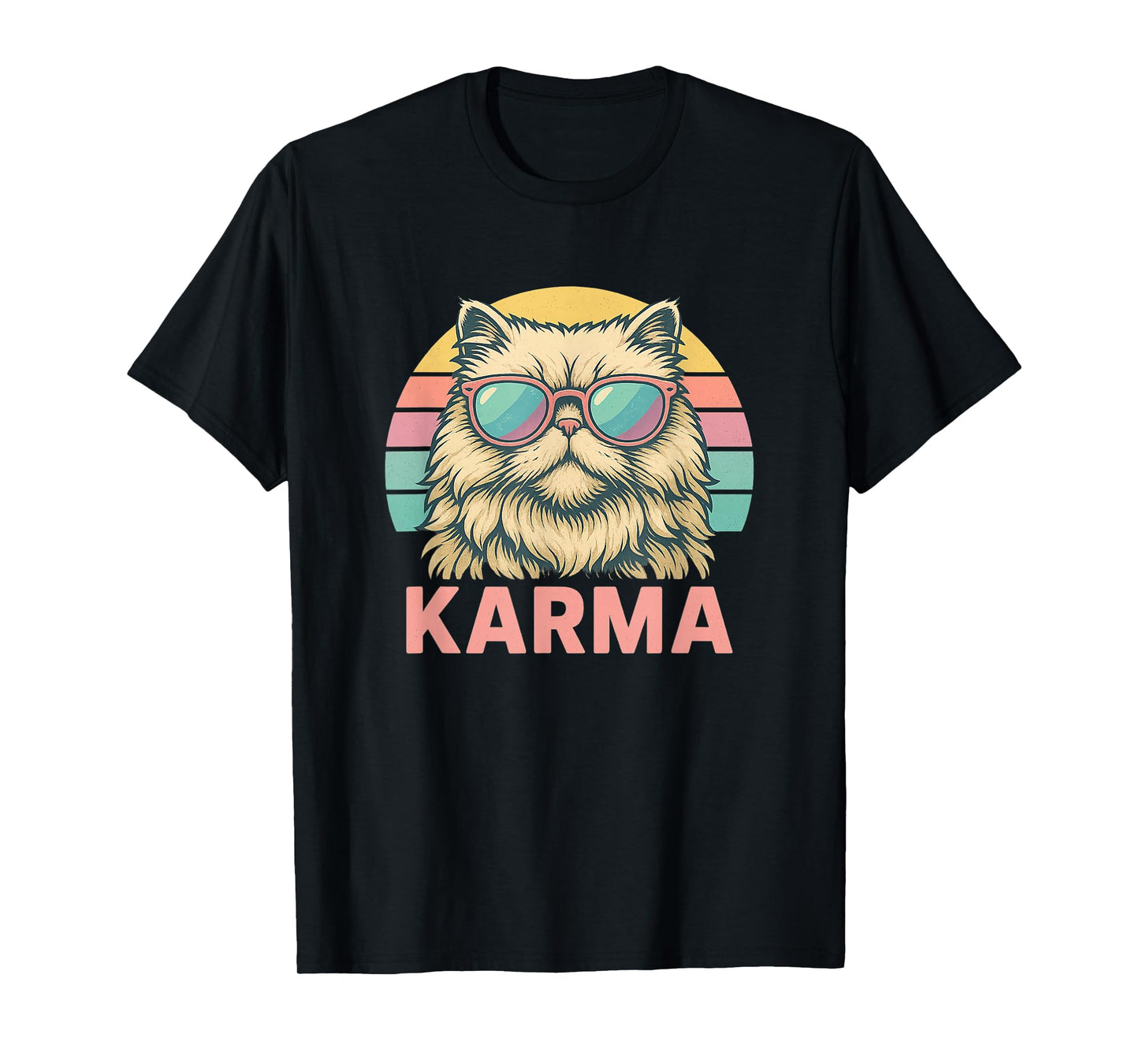 Vintage Retro Cat Music for Teens Girls Kids Women Men Karma T-Shirt