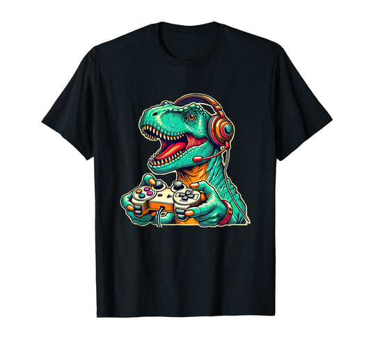 Cool Gamer Dino T-Rex Gamer Dinosaur Gaming T-Shirt