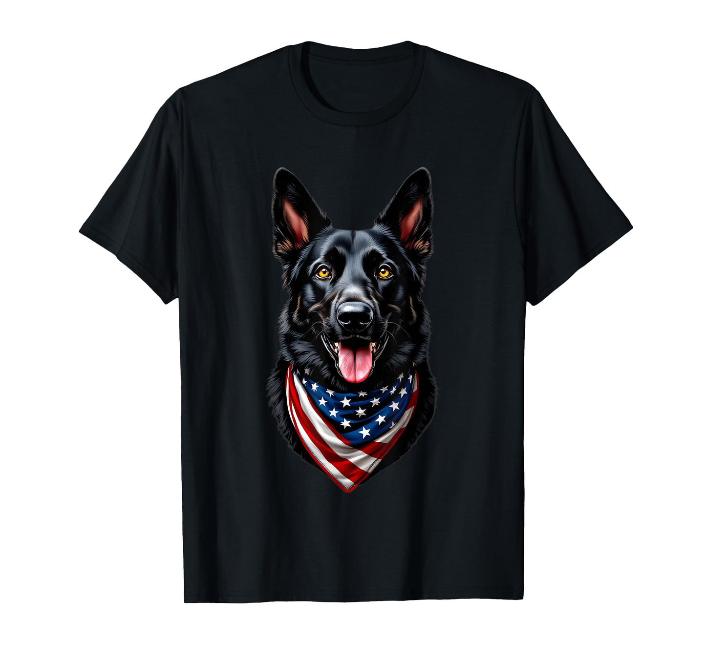 Black German Shepherd USA Flag 4th of July German Shepherd T-Shirt